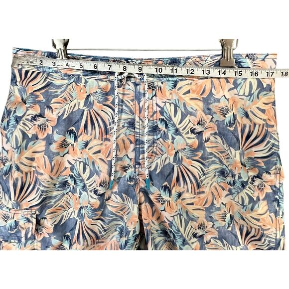 Tommy Bahama Baja Hacienda Swim Trunks Mens L Blue Orange Floral Print UPF 30 - Picture 8 of 16